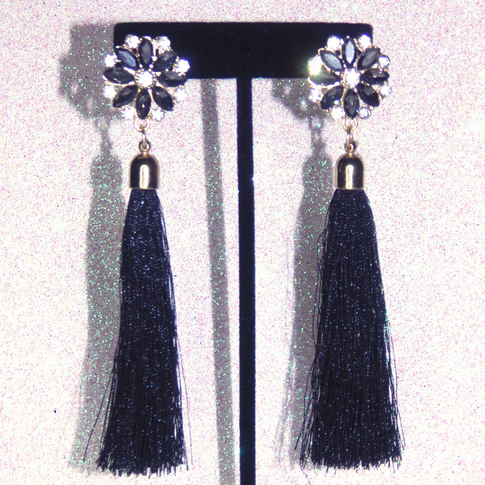 Black and gold Tassel earrings